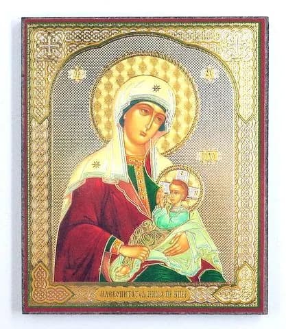 Икона Млекопитательница БМ на оргалите с молитвой, 10х12