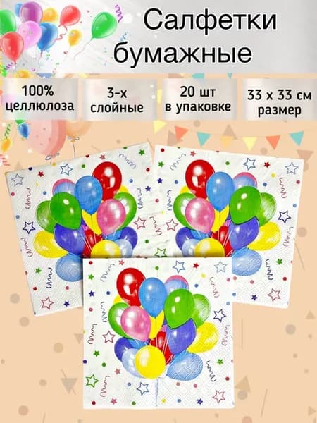 Бумажные салфетки праздничные 3 слоя для декупажа