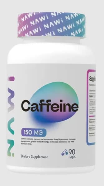 NAWI Caffeine 150 mg 90 капсул, кофеин, натуральный предтреник