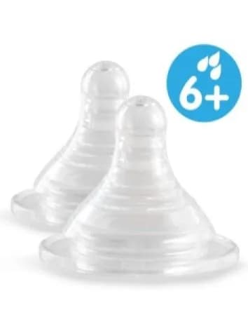 Две соски для бутылочек с широким горлышком Ramili Baby BT100LX2 быстрый поток (6+)