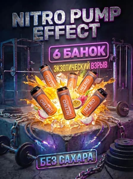 Энергетический тонизирующий спортивный напиток без сахара GEON Nitro Effect, Экзотический взрыв 6жб/450 мл