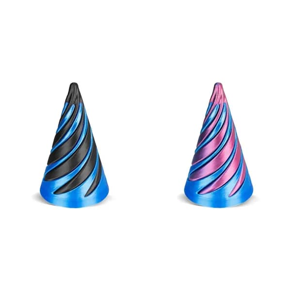 3D-печать невозможная пирамида-спираль из PLA, чёрно-синяя