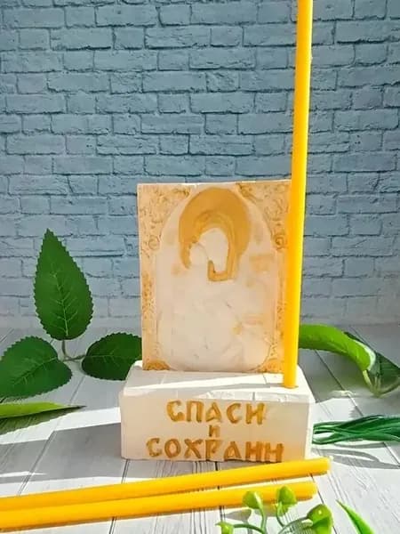 Икона Божьей матери с подставкой под свечу
