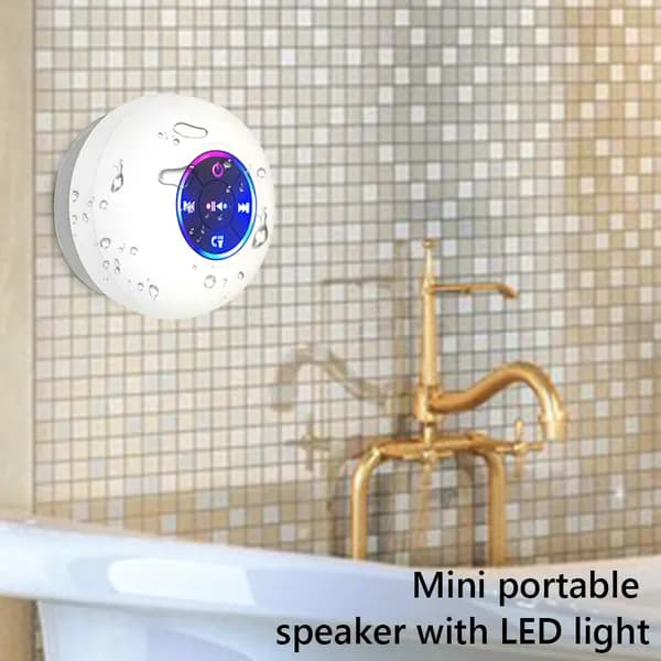 Портативная Bluetooth-колонка с LED-подсветкой, присоской и водозащитой