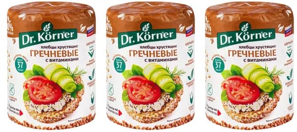 Dr. Korner Хлебцы Гречневые, с витаминами, 100 гр, 3 уп