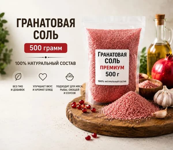 Гранатовая соль 500 грамм премиум Натуральная соль с сумахом и чесноком Для мяса, шашлыка, рыбы, овощей