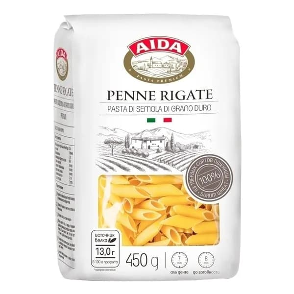 Макаронные изделия Aida Penne rigate Перья рифленые 450 г