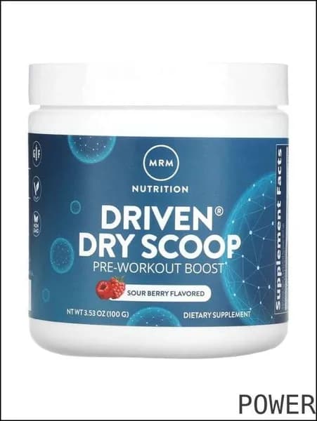 MRM Nutrition, Driven Dry Scoop, предтренировочная добавка, кислая ягода, 100 г (3,53 унции) POWER