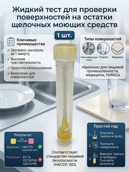 Жидкий тест для проверки поверхностей на остатки кислоты 1шт