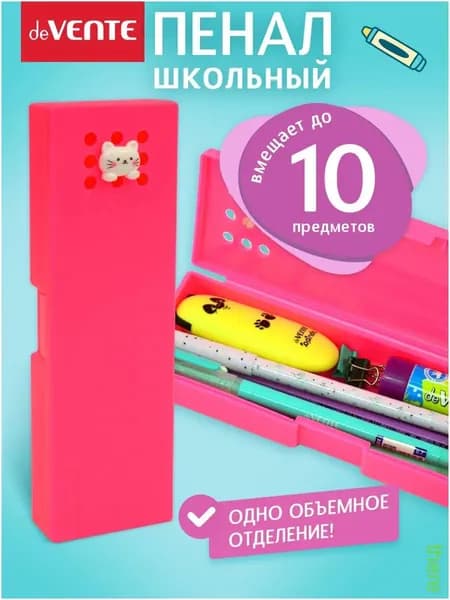 Пенал школьный пластиковый, для карандашей, ручек, фломастеров. Размеры 19,5x6x2,5 см, на защелке