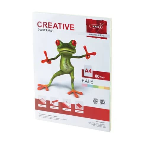 Цветная бумага для принтера А4 CREATIVE color, 80 г/м2, 100 л., (5 цветов х 20 л.), микс пастель, 110499-4027