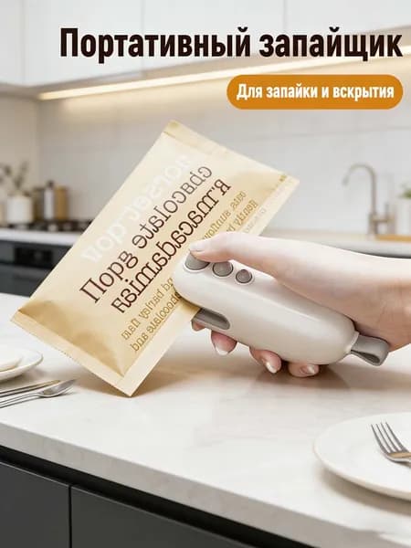 Портативный ручной мини запайщик пакетов 2-в-1, магнитный, белый упаковщик для продуктов, компактный гаджет для кухни, путешествий и дома