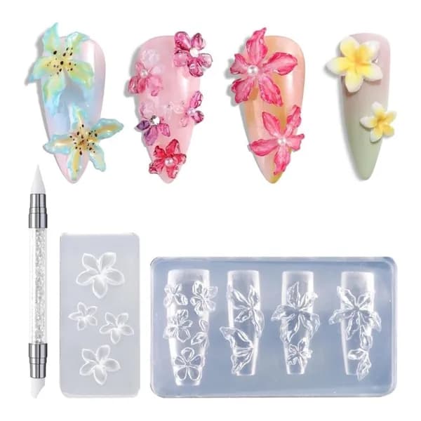 (набор из 3 частей) Силиконовая форма для ногтей Ice flower frangipani