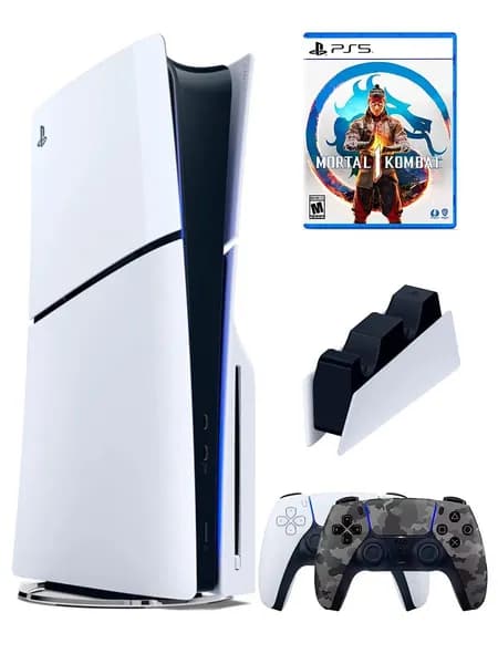 PS5 (ПС5) Игровая приставка Sony PlayStation 5 Slim disc + 2-й геймпад(камуфляжный) + зарядное + игра Mortal Combat 1