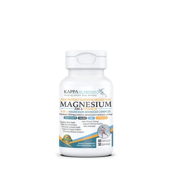 Kappa Nutrition Магний 4-в-1, 280 мг элементарного магния (бисглицинат, малат)