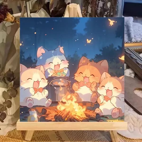 Кошка раскраска по номерам,20*20 см,Ясное небо