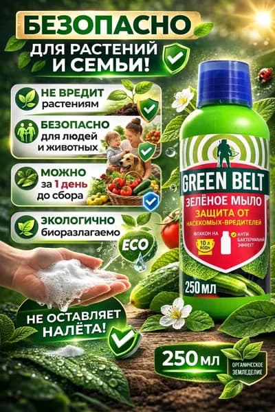Зеленое мыло . Универсальное средство для растений от насекомых и вредителей, 250 мл.Green Belt