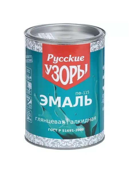 Эмаль Русские узоры ПФ-115 алкидная глянцевая черная 0.9 кг