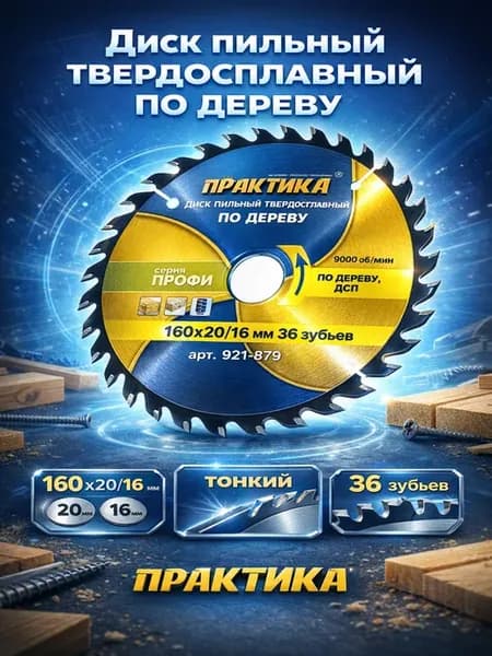 Диск пильный по дереву (160x20 16 мм Z36) 921-879