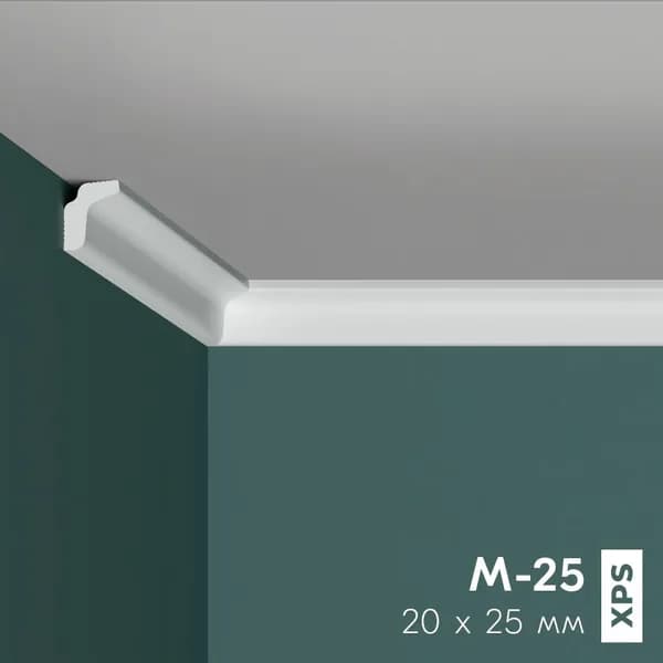 Плинтус потолочный ПРАЙМДЕКОР XPS M-25 25/20, 2м