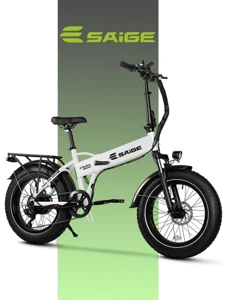 Электровелосипед складной SAIGE Cityfun для взрослых, 500W, запас хода 46 км, городской,Белый