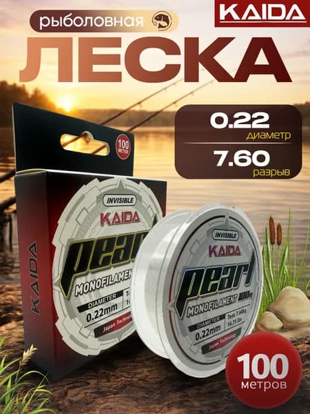 KAIDA Монофильная леска для рыбалки, размотка: 100 м, толщина: 0.22 мм
