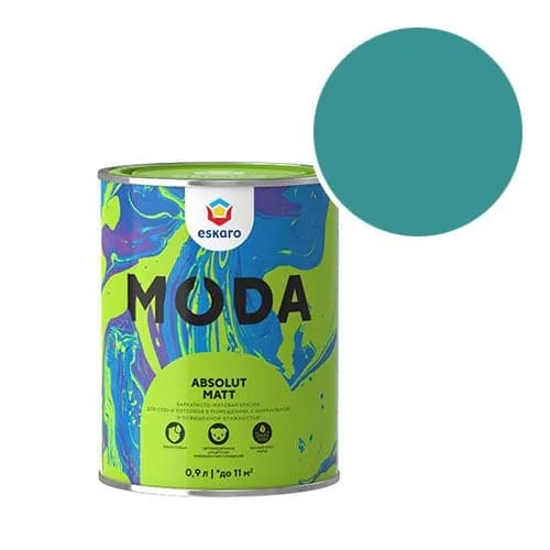 Краска моющаяся Eskaro Moda Absolut Matt RAL 5018 (Бирюзово-синий - Turquoise blue) 0,9 л