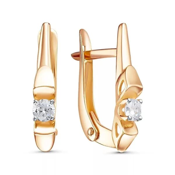 Серьги женские с фианитами из красного золота 375 пробы 585GOLD