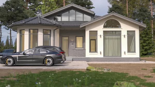 Проект "Барбарис" 146 м2 с 3 спальнями и террасой, из газосиликатного блока со штукатуркой
