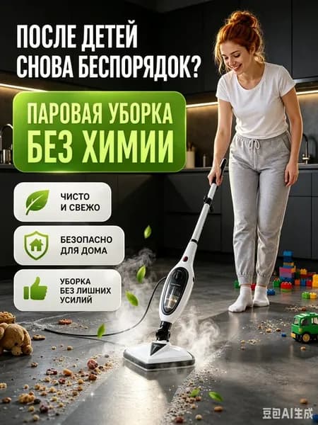 Швабра паровая с насадками пароочиститель