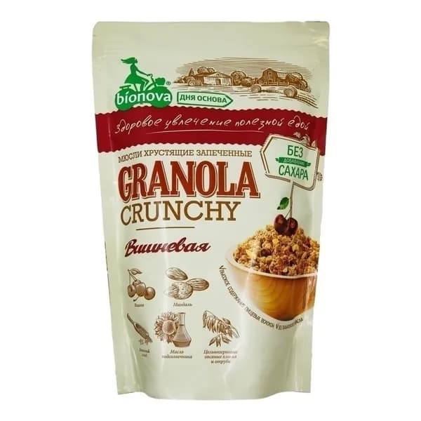 Мюсли Bionova Crunchy вишневые хрустящие запеченные 400 г