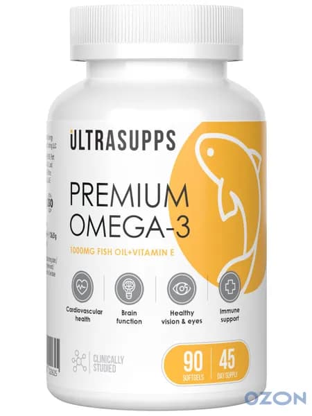 Омега-3 Premium Omega-3 1000 mg, 90 гелевых капсул