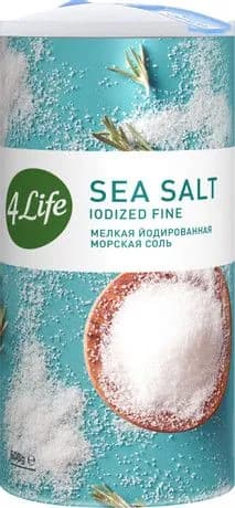 Соль йодированная, морская, мелкая, 4Life, 250г