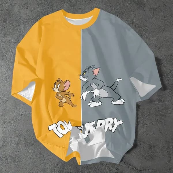 Футболка Кот и мышь, искусство, просто, спорт, удобный, милый. 1 шт