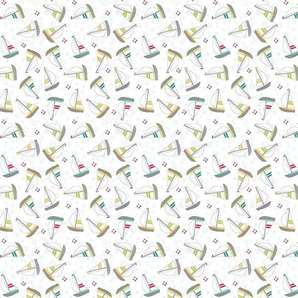 Хлопок 100% /Ткань для шитья и рукоделия/50*110 см./Американский хлопок для пэчворка/ Sunday Ride "Парусники на белом фоне"