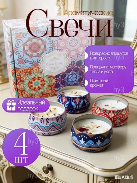 Свечи поминальные "Фиалка Апельсин Гардения Ваниль" 4 см х 5.5 см 4 шт
