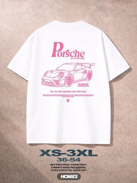 Футболка милая оверсайз принт Porsche 911 GT3 RS y2k