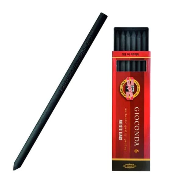 Уголь для рисования искусственный Koh-I-Noor "8673" 6шт., B, 5,6мм 120мм, стержень, твердый