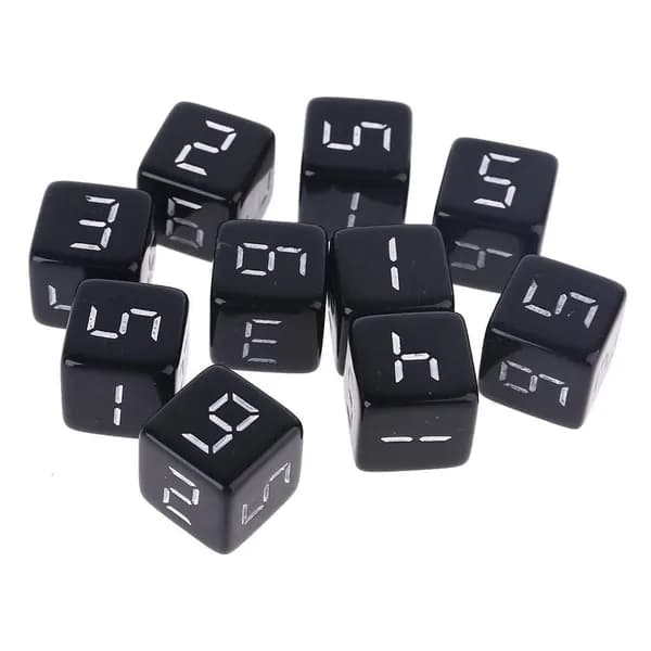 10 кубиков D6 для настольных игр, Черный