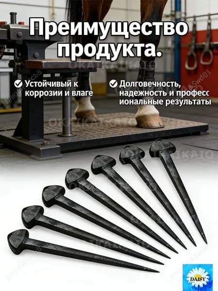 Подковные гвозди, 40 шт., кованая низкоуглеродистая сталь, для ремонта копыт, черные