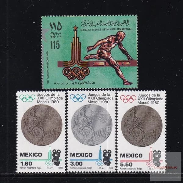 Мексиканские марки Олимпийских игр 1980 года в Москве, 4 штуки