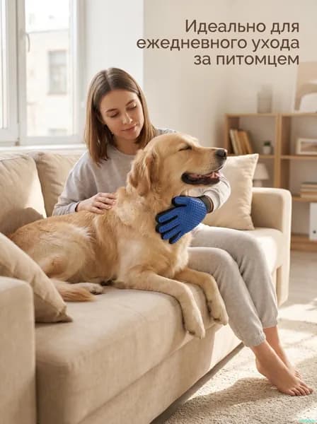 Перчатка-расческа для вычесывания шерсти кошек и собак