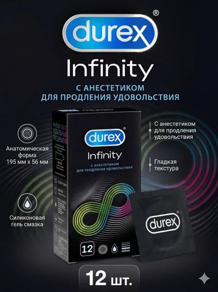 Презервативы DUREX Infinity гладкие с анестетиком 12 шт