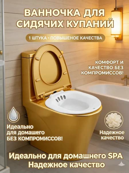 Ванночка сидячая, Биде для подмывания, Накладка на унитаз, послеродовая, послеоперационная , без помпы синий с крючком