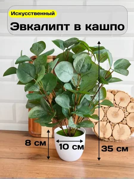 Искусственные цветы для декора Эвкалипт в горшке