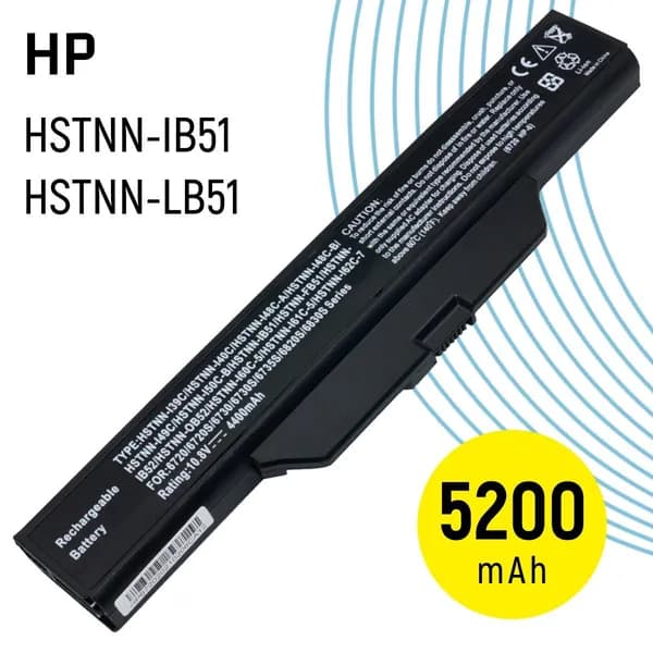 OEM Аккумулятор для ноутбука HP 5200 мАч, (HSTNN-LB51, HSTNN-IB51, HSTNN-IB62, HSTNN-IB52, HSTNN-I54C, HSTNN-L39C, HSTNN-I39C, 491278-001, 456865-001, 451085-141, 464119-143)