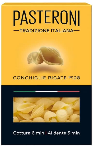 Макароны Pasteroni Конкилье Ригате №128, 400г