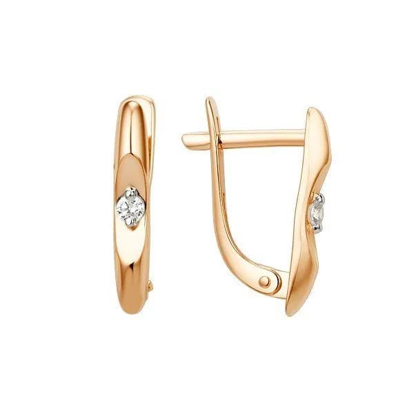 Серьги из красного золота 375 пробы с фианитами / 15*3 мм