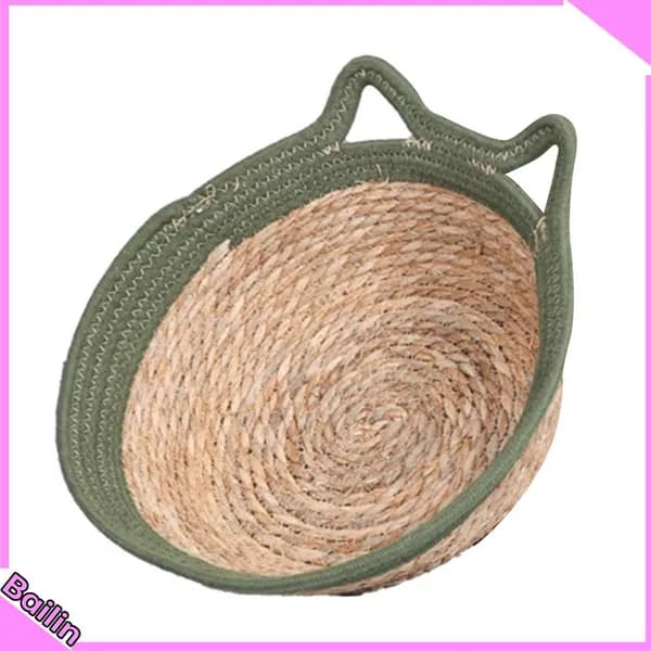 Тканое кошачье гнездо Маленький ротик 34 (подходит для домашних животных весом до 7 кг) армейские кошачьи ушки зеленого цвета плюс ватный диск