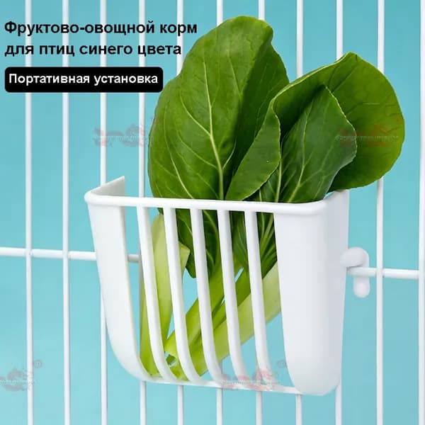 Держатель для овощей и фруктов для птиц, пластиковый, для клеткиБелый, 2 шт.